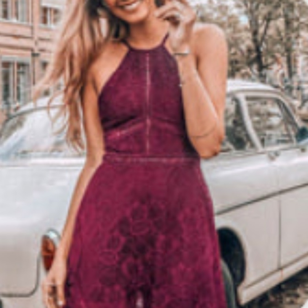 Lace high low midi dress